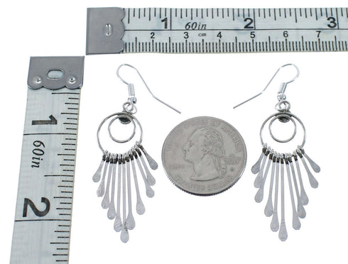 Navajo Turquoise And Sterling Silver Hook Dangle Earrings TN20001